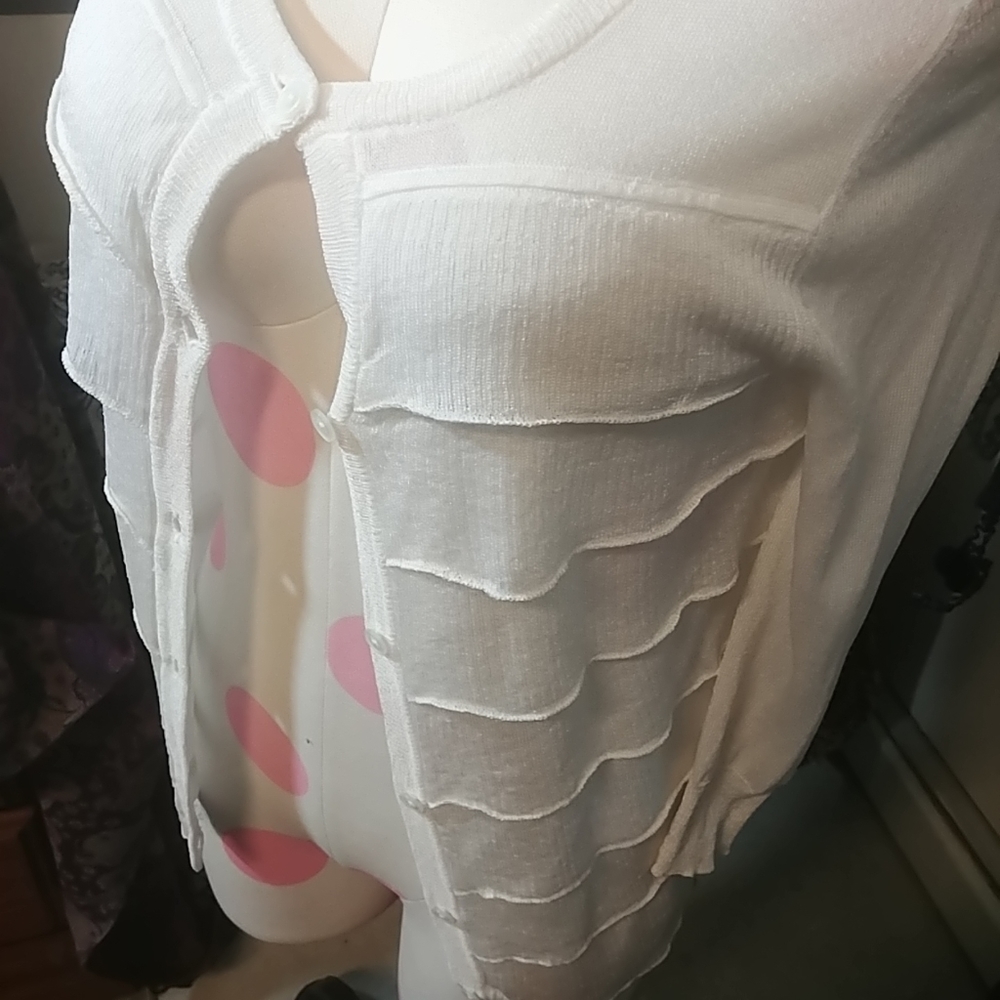 Talbots | Small Petite Ruffle Button Up Cardigan - image 4